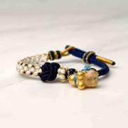 24k 999 Happy Pony Blue String Bracelet 0.83g